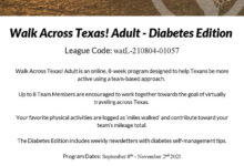 Walk Across Texas! Adult – Diabetes Edition program kickoff set for September 8th, 2021 in Fort Bend County