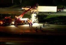 2 lanes reopened on Katy Freeway inbound at Cane Island Parkway after concrete truck overturns, TxDOT says