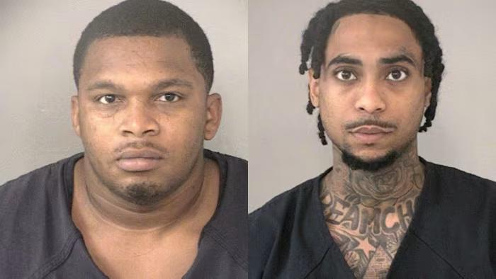 Suspects out on bond arrested after crashing into concrete barrier while attempting to flee following bank jugging