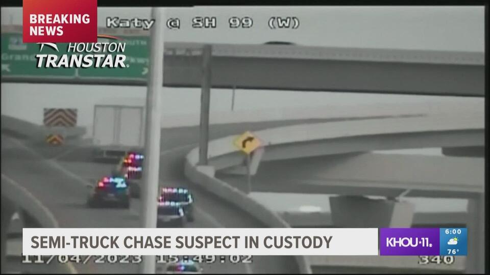 VIDEO: 18-wheeler leads law enforcement on chase in Houston area | Driver in custody