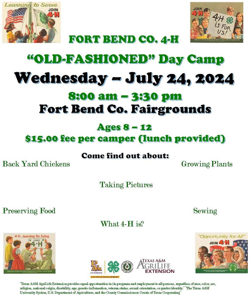 4-H “Old Fashioned” Day Camp