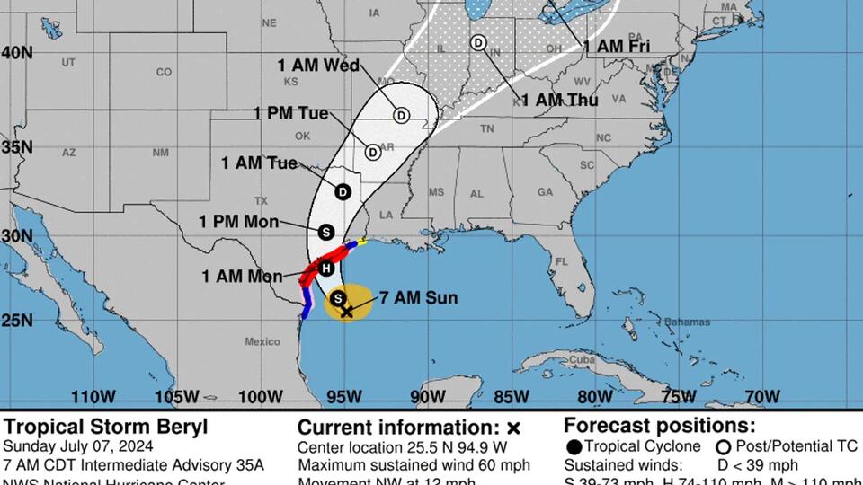 Sunday morning update: Beryl getting better defined